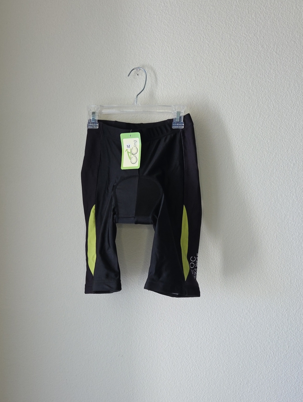 EOC Cycling Bike Shorts Black with Lime Accents Comfort Chamois Sz M NEW